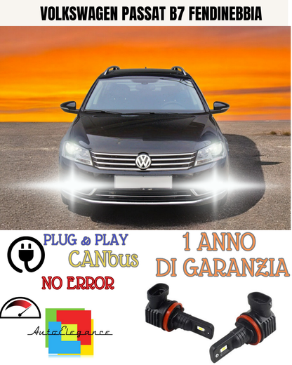 🔥KIT LED H8 VOLKSWAGEN PASSAT B7 6000K BIANCO FENDINEBBIA 🔥