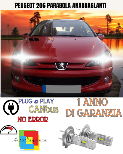 ⭐KIT LED  PEUGEOT 206 PARABOLA H7 6000K BIANCO ANABBAGLIANTI ⭐