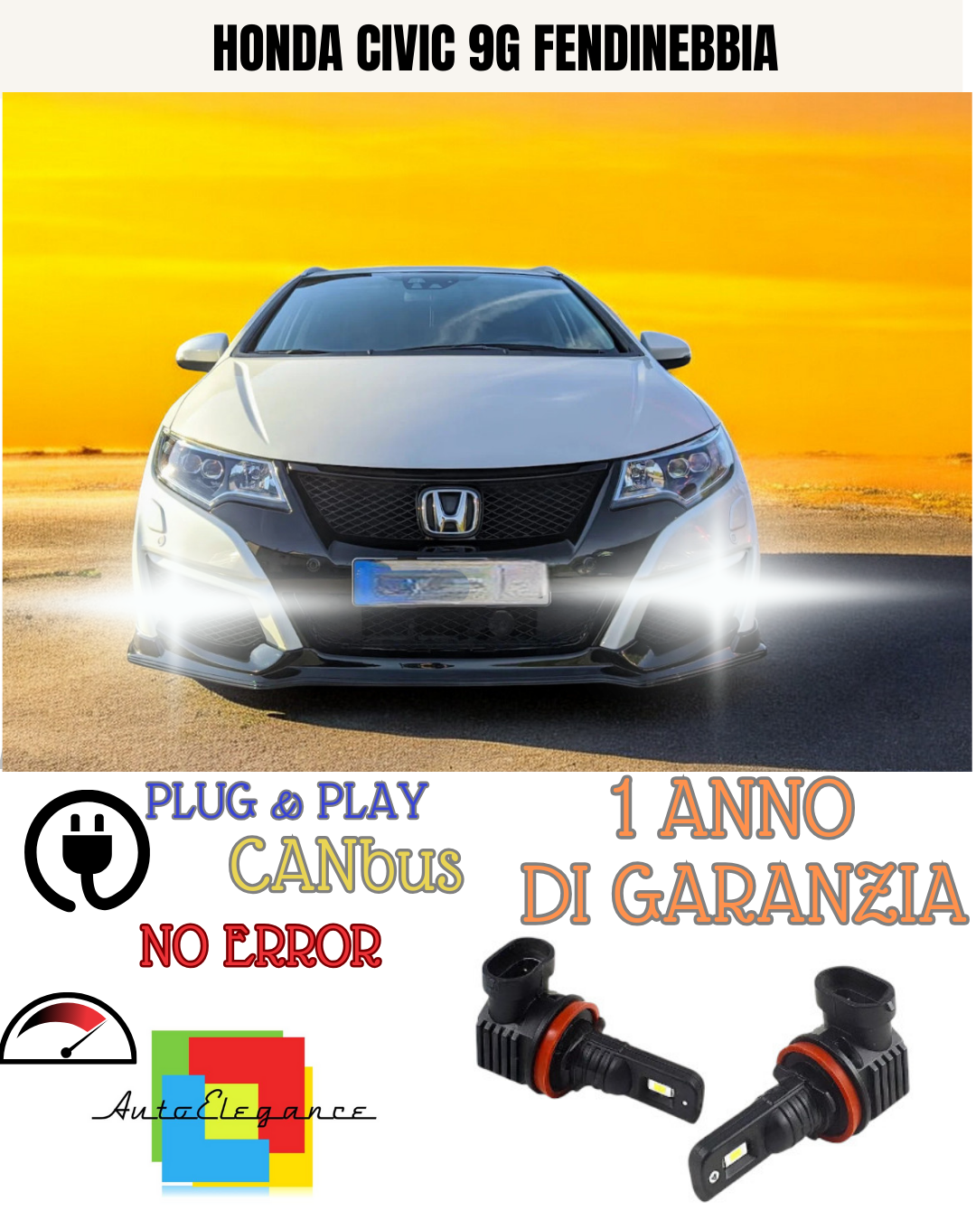 🔥KIT LED H11 HONDA CIVIC 9G 6000K BIANCO FENDINEBBIA 🔥