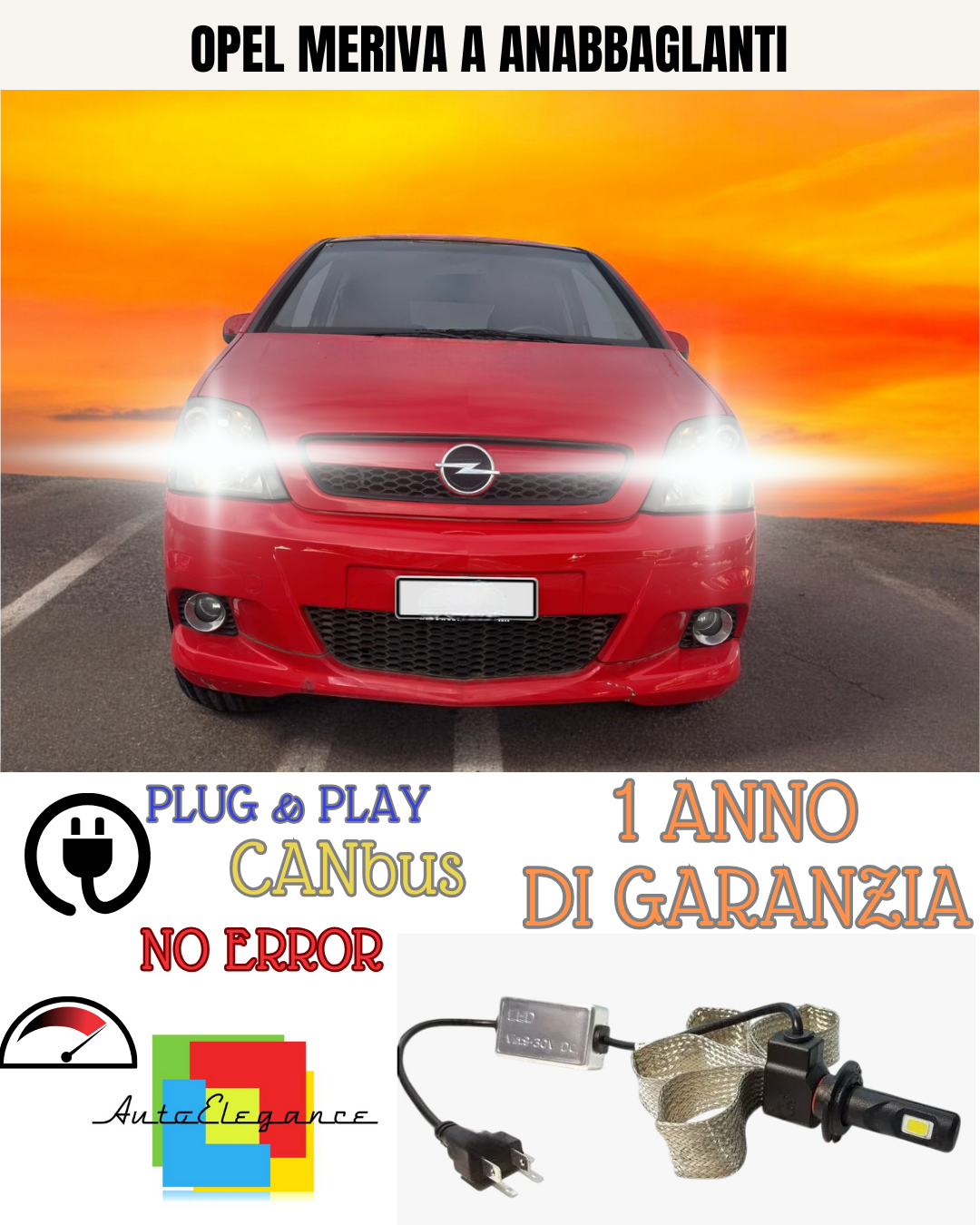 🔥KIT LED OPEL MERIVA A H7 6000K ANABBAGLIANTI🔥