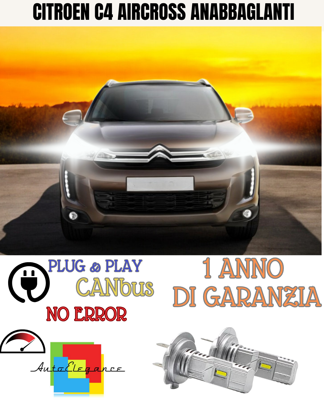 🔥KIT LED  CITROEN C4 AIRCROSS H7 6000K BIANCO ANABBAGLIANTI 🔥