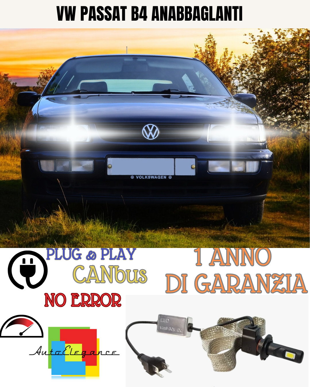 🔥KIT LED VW PASSAT B4 LED H1 6000K BIANCO 6400 LUMEN ANABBAGLIANTI🔥