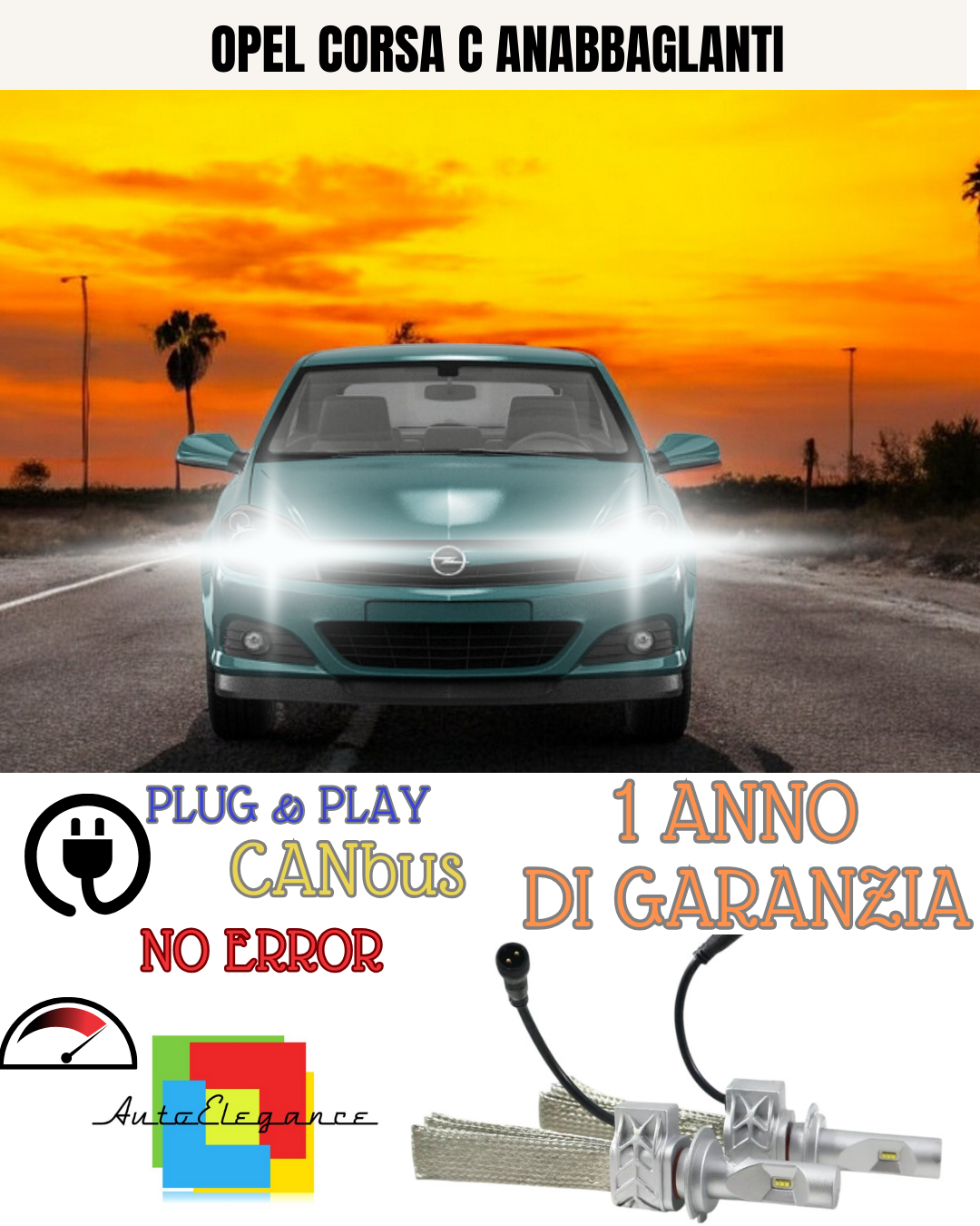 🔥KIT LED OPEL CORSA C H7 6500K  8000 BIANCO ANABBAGLIANTI🔥
