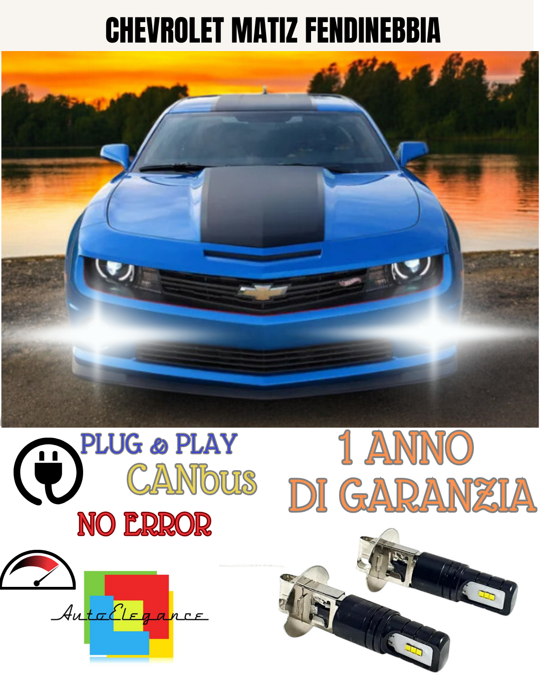 🔥KIT LED H3 CHEVROLET MATIZ 6000K BIANCO FENDINEBBIA 🔥