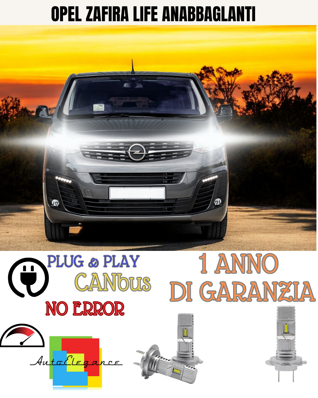 ⭐CONVERSIONE FULL LED ANABBAGLIANTE + ABBAGLIANTE OPEL ZAFIRA LIFE 6000K BIANCO⭐