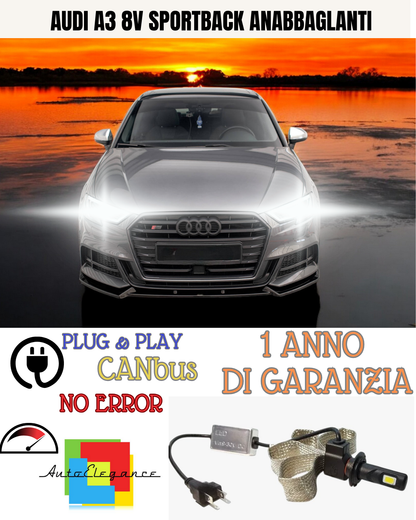 ✨KIT LED AUDI A3 8V SPORTBACK H7 6000K  BIANCO  ANABBAGLIANTI✨