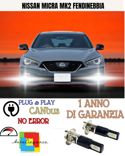 🔥KIT LED H3 NISSAN MICRA MK2 6000K BIANCO FENDINEBBIA 🔥