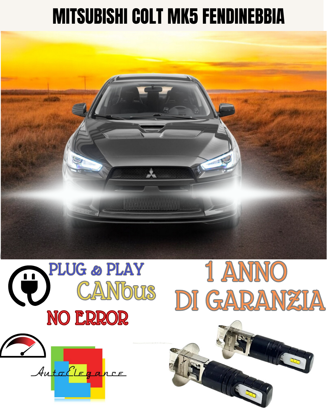 🔥KIT LED H3 MITSUBISHI COLT MK5 6000K BIANCO FENDINEBBIA 🔥