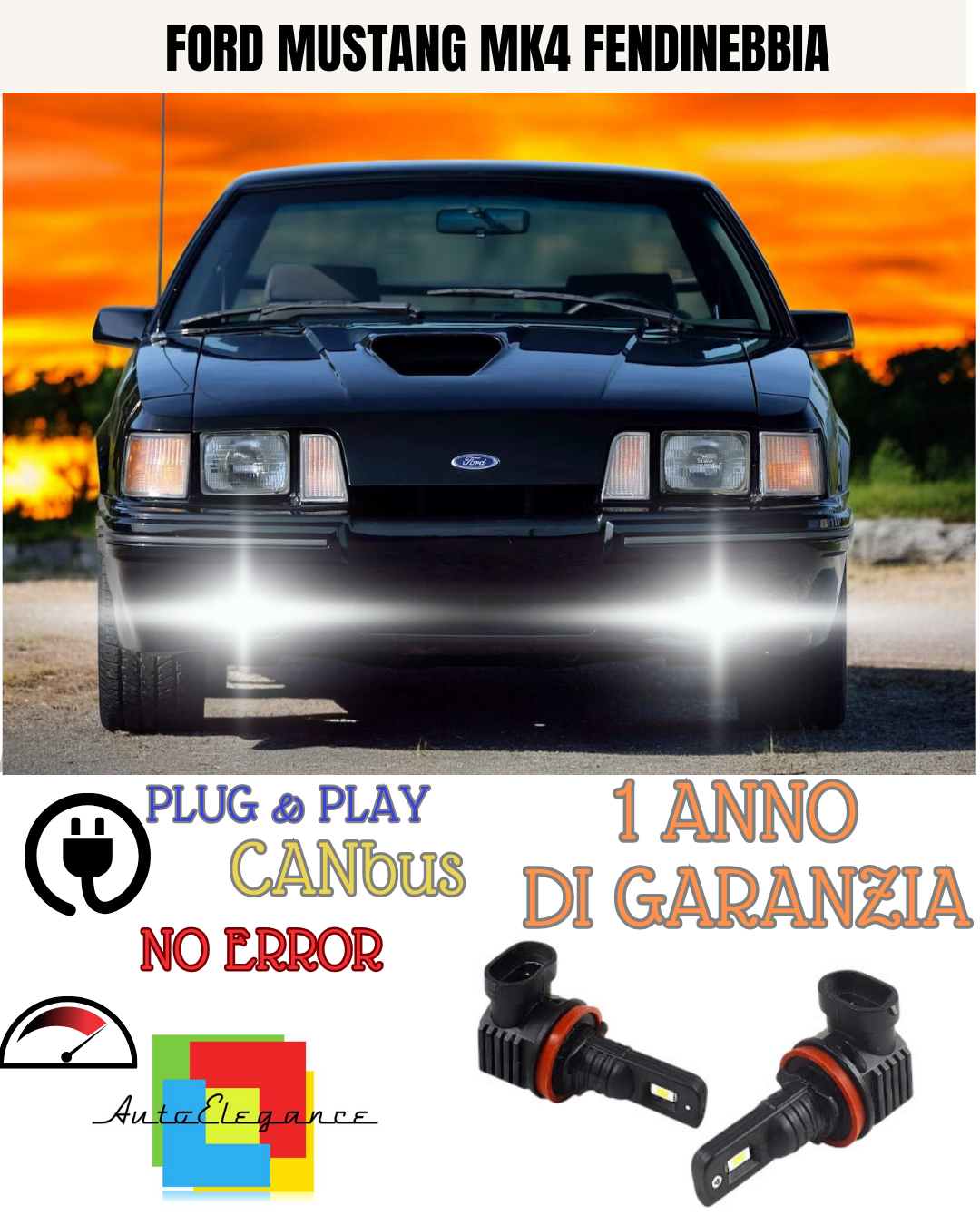 🔥KIT LED H11 FORD MUSTANG MK4 6000K BIANCO FENDINEBBIA 🔥