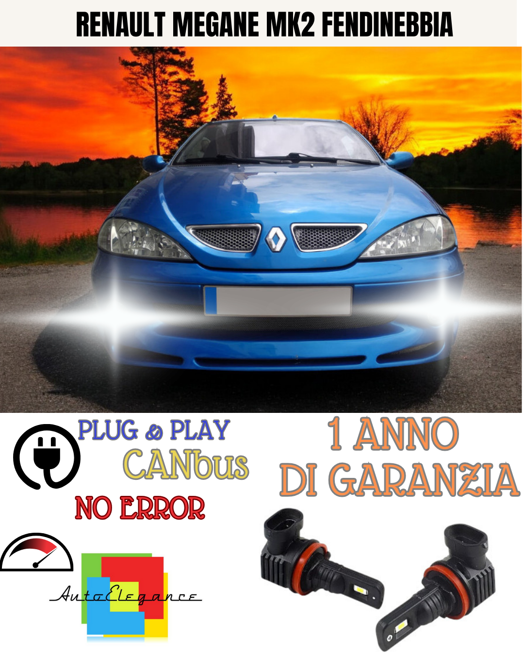 🔥KIT LED H11 RENAULT MEGANE MK2 6000K BIANCO FENDINEBBIA 🔥