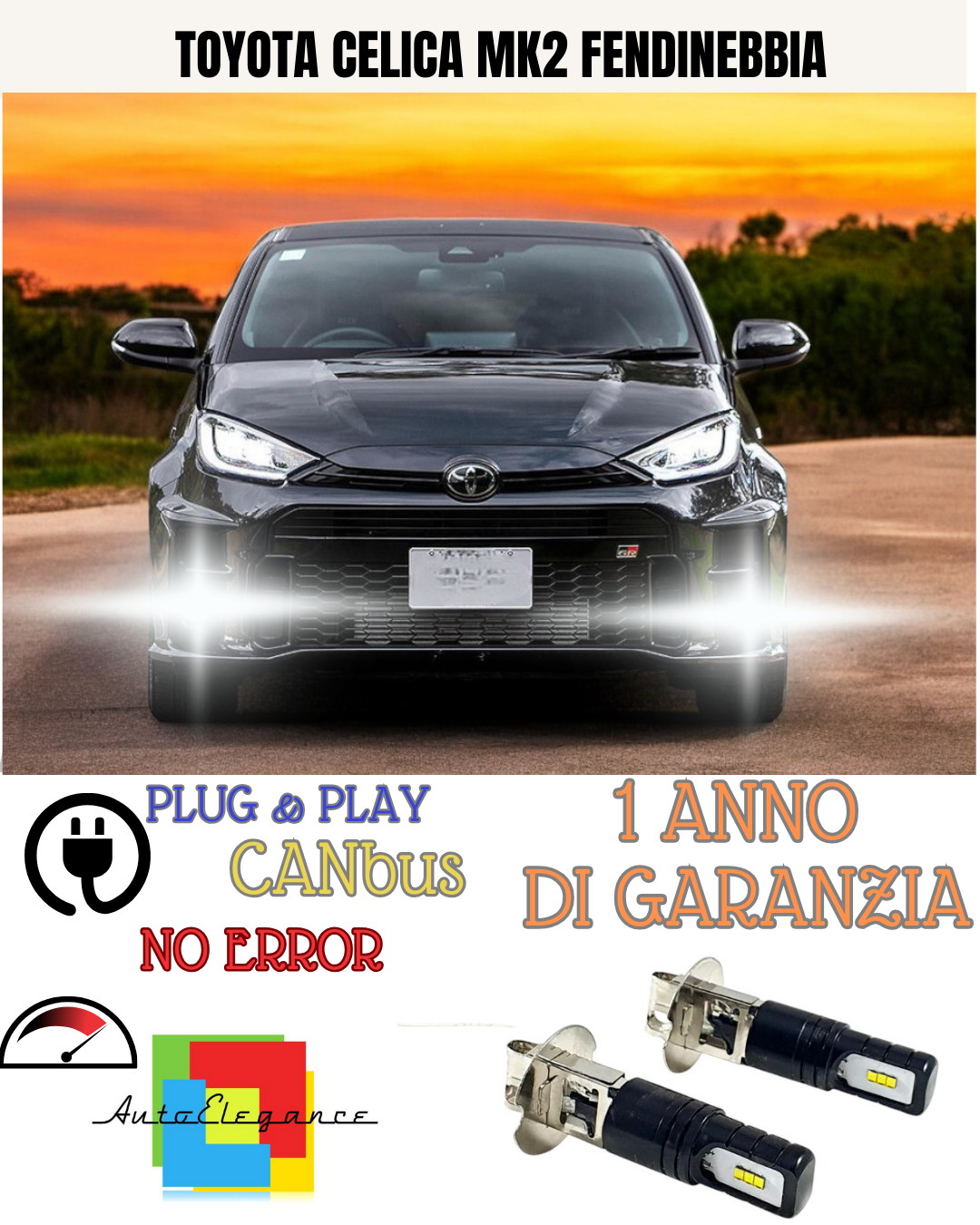 🔥KIT LED H3  TOYOTA CELICA MK2 6000K BIANCO FENDINEBBIA 🔥