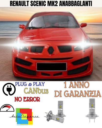 🔥KIT FULL LED RENAULT SCENIC MK2 H7 6000K BIANCO ANABBAGLIANTI 🔥