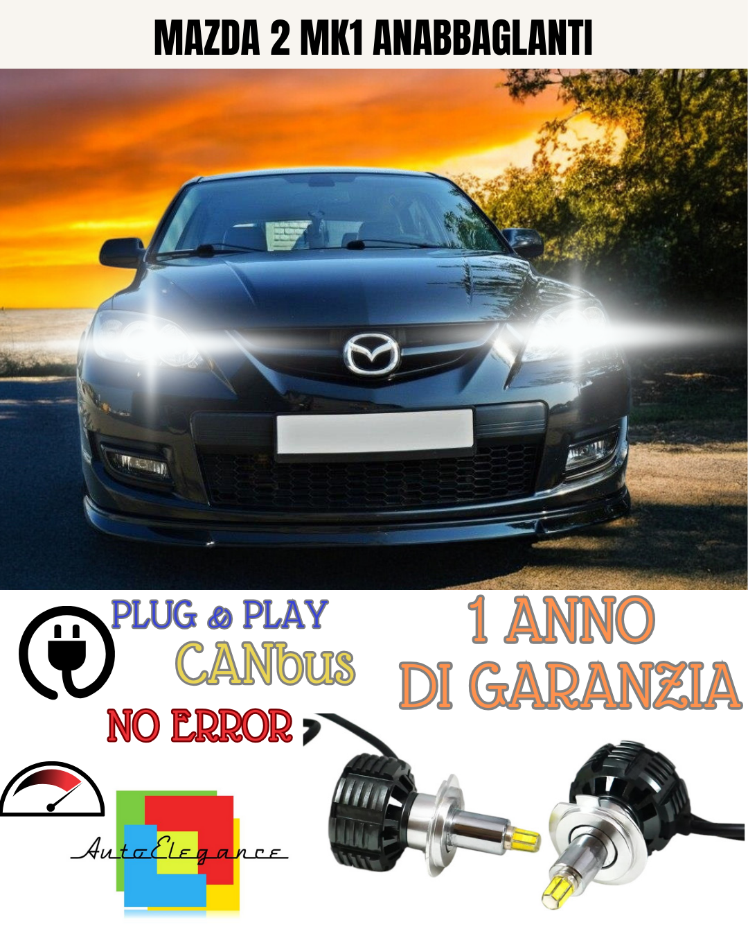 🔥KIT LED MAZDA 2 MK1 DY LENTICOLARE H7 6000K BIANCO ANABBAGLIANTI🔥