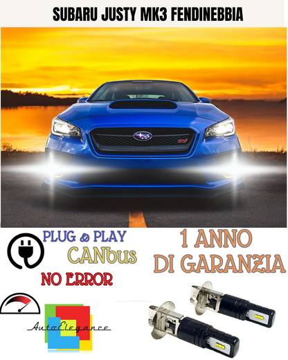 🔥KIT LED H3 SUBARU JUSTY MK3 6000K BIANCO FENDINEBBIA 🔥
