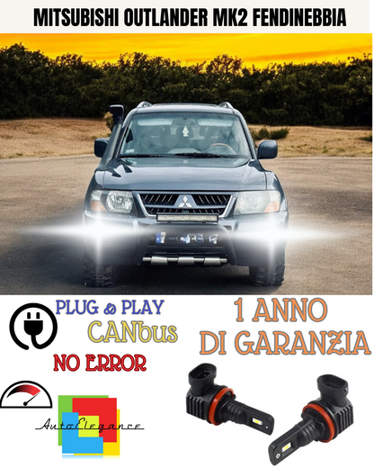 🔥KIT LED H11 MITSUBISHI OUTLANDER MK2 RESTYLING 6000K BIANCO FENDINEBBIA 🔥