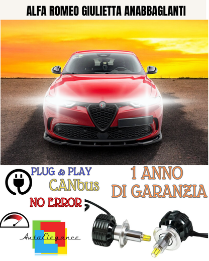 🔥KIT LED H7 ALFA ROMEO GIULIETTA 6000K  BIANCO ANABBAGLIANTE 🔥