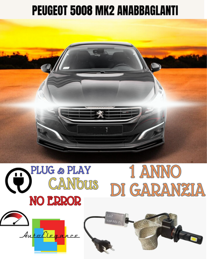 🔥KIT LED  PEUGEOT 5008 MK2 H7 6000K  BIANCO ANABBAGLIANTI🔥