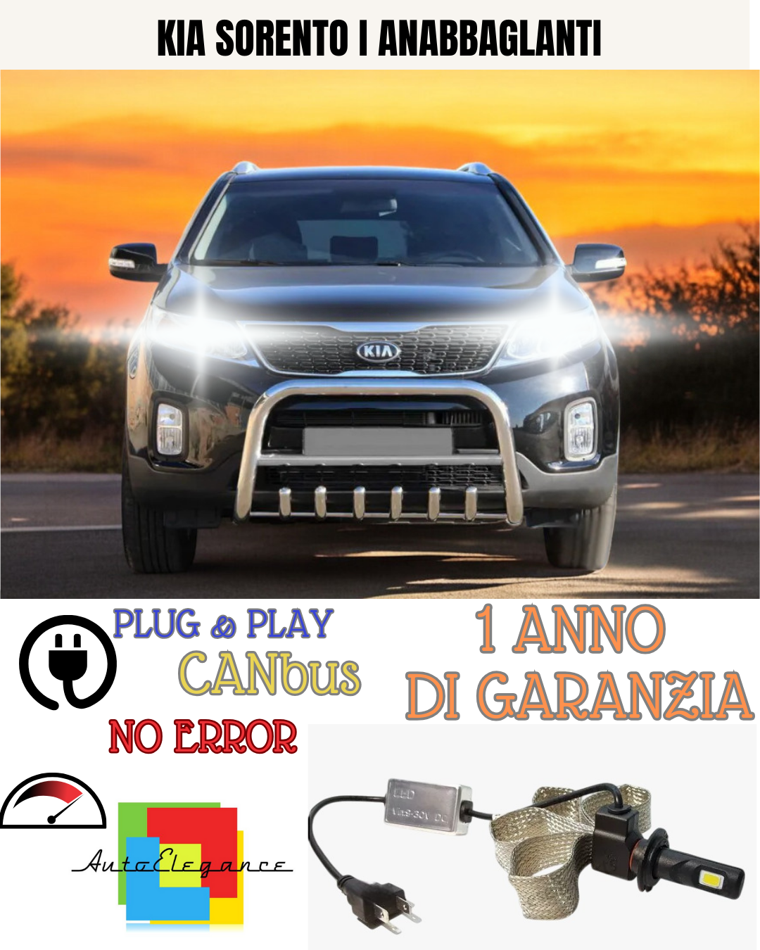 🔥KIT LED KIA SORENTO I H7  BIANCO  ANABBAGLIANTI🔥