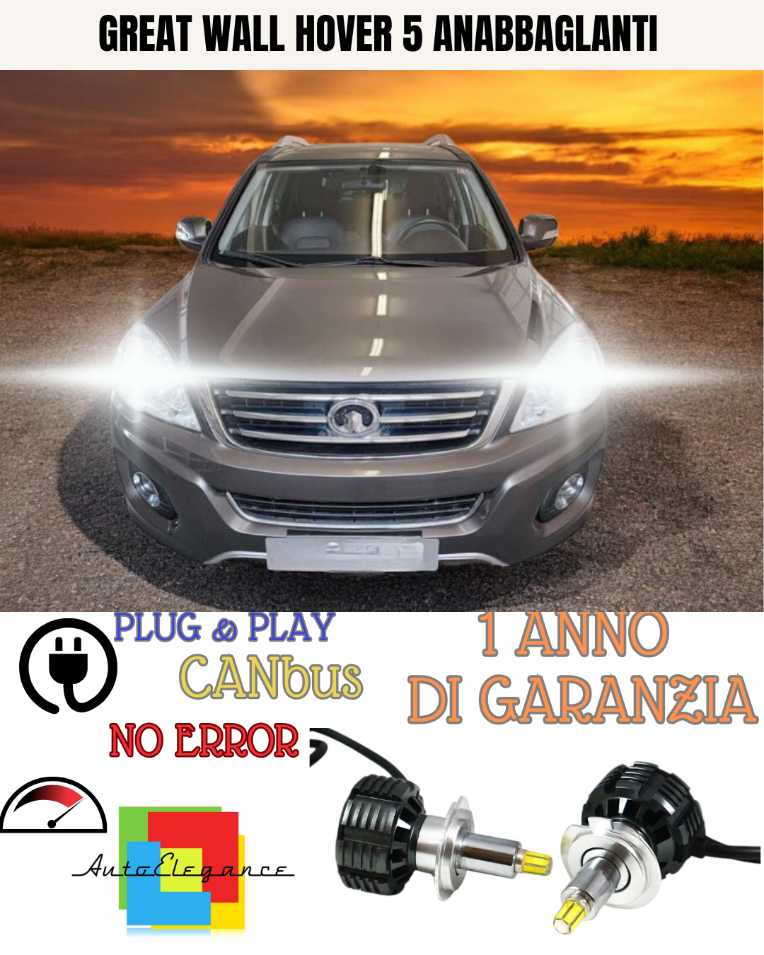 🔥KIT LED H7 CANBUS GREAT WALL HOVER 5 CON LED 9600 LUMEN 6000K ANABBAGLIANTI🔥