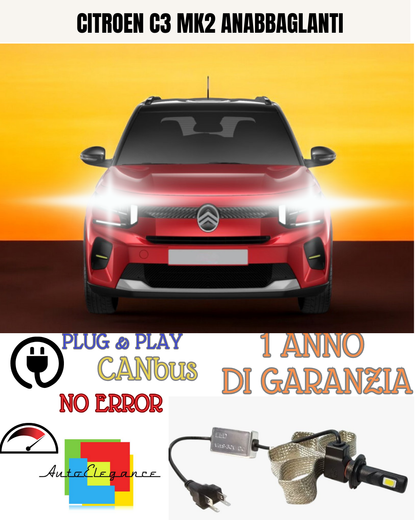 ✨KIT LED H7 CITROEN C3 MK2 6000K  BIANCO ANABBAGLIANTE ✨