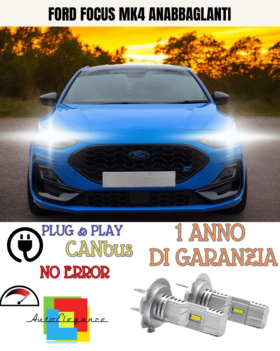 🔥KIT LED FORD FOCUS MK4 H7 6000K 6000 BIANCO LUMEN ANABBAGLIANTI🔥