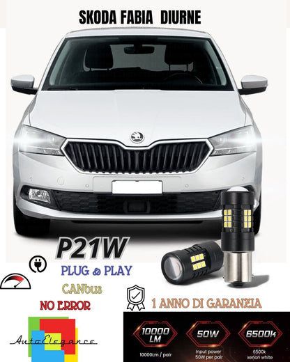 ❤️❤️COPPIA LUCI DIURNE DRL 15 LED P21W BA15S CANBUS SKODA FABIA 3 6000K NO ERROR
