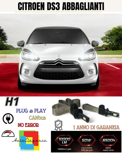 ❤️‍🔥❤️KIT LED H1 CITROEN DS3 6000K NO AVARIA ABBAGLIANTI 6400 LUMEN LUCE BIANCA
