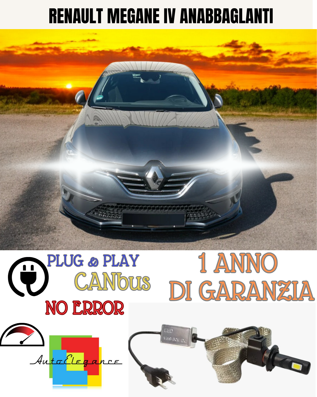 ✨KIT LED RENAULT MEGANE IV H7 6000K  BIANCO  ANABBAGLIANTI✨