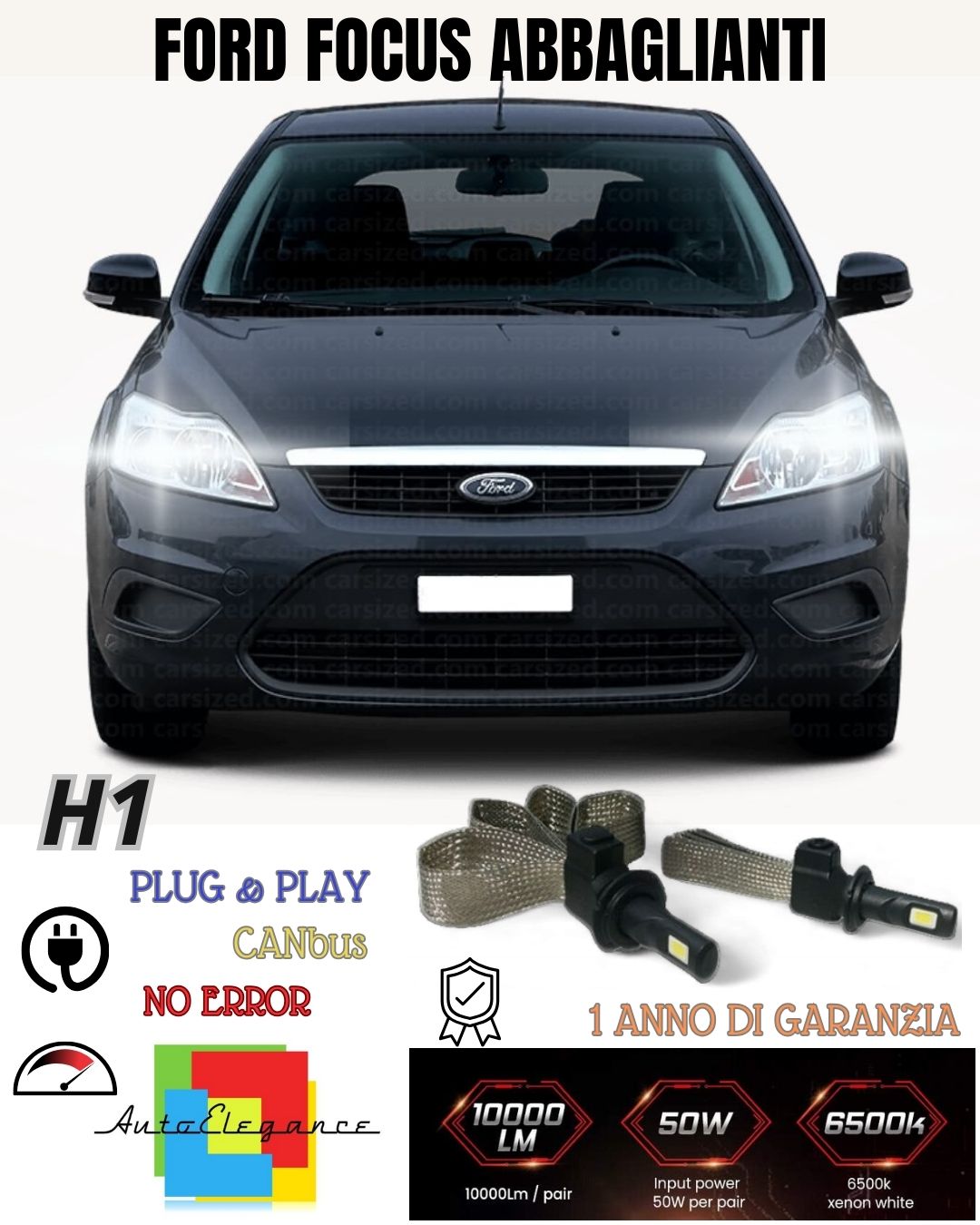 ❤️‍🔥KIT FULL LED FORD FOCUS II H1 6000K NO ERRORE ABBAGLIANTE CANBUS 6400 LUMEN