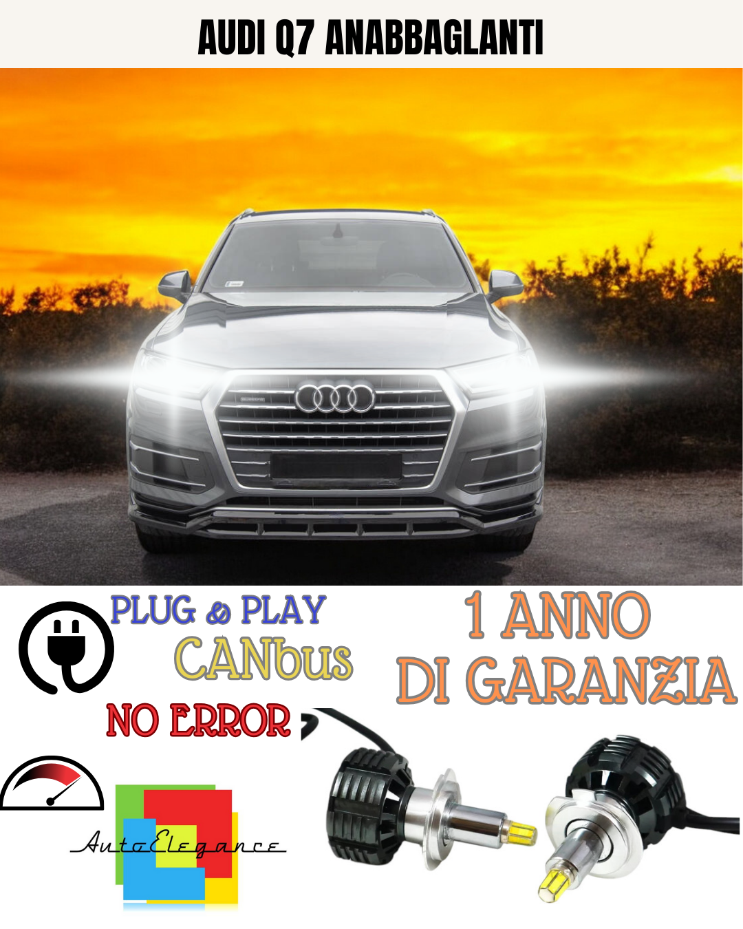 🔥KIT LED AUDI Q7 H7 6000K BIANCO ANABBAGLIANTI🔥