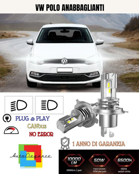 H7 LED KIT FOR VW POLO 9N RESTYLING 6000K WHITE 6000 LUMEN CANBUS LOW BEAM 