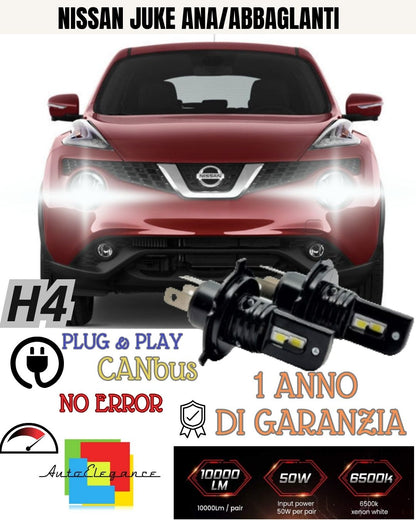 😄😄😄LAMPADE H4 LED PER NISSAN JUKE MK1 8000 LM ANABBAGLIANTE ABBAGLIANTE 6000K