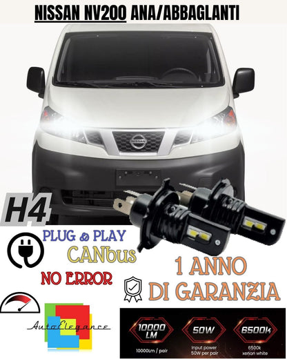 😄😄KIT H4 A LED PER NISSAN NV200 LAMPADE LED H4 6000K XENON BIANCO NO AVARIA😄