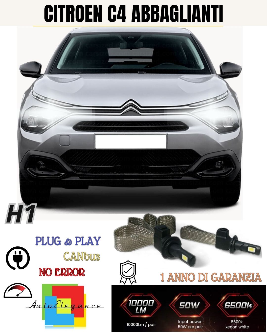 😮😮😮😮KIT LED H1 CITROEN C4 CACTUS ABBAGLIANTE ACCENSIONE RAPIDA 6400 LM XENON