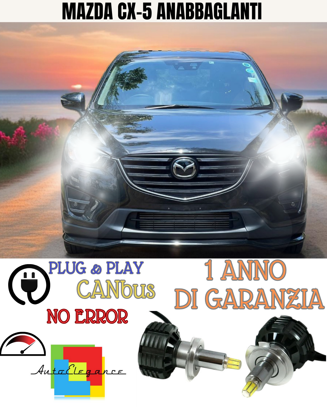 🔥KIT FULL LED ANABBAGLIANTI H7 6000K CANBUS LENTICOLARI 360 MAZDA CX-5🔥