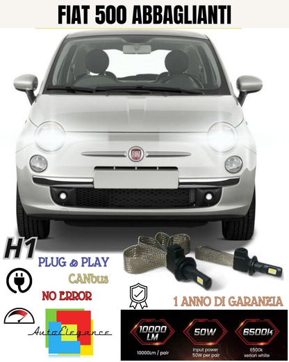 ❤️‍🔥❤LED H1 FIAT 500 CINQUECENTO 6000K ABBAGLIANTI 6400 LUMEN ACCENSIONE RAPIDA