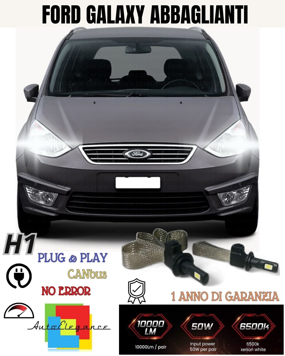 ❤️‍KIT FULL LED FORD GALAXY  II H1 6000K NO ERRORE ABBAGLIANTE CANBUS 6400 LUMEN