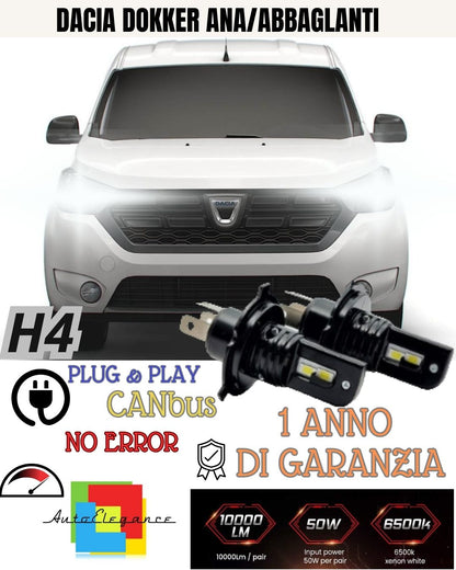 🤩LAMPADE H4 LED DACIA DOKKER  8000 LUMEN ANABBAGLIANTI ABBAGLIANTI  XENON XENO