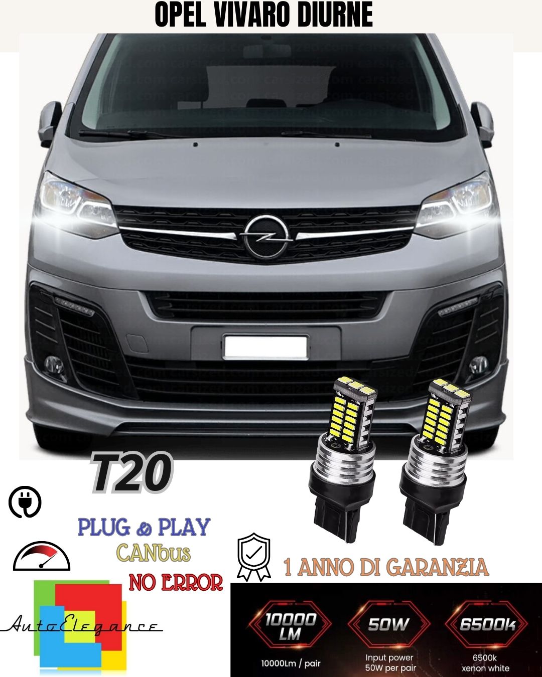 🚨🚨COPPIA LUCI DIURNE DRL 15 LED T20 CANBUS 🔥OPEL VIVARO C 🔥6000K NO AVARIA🚨