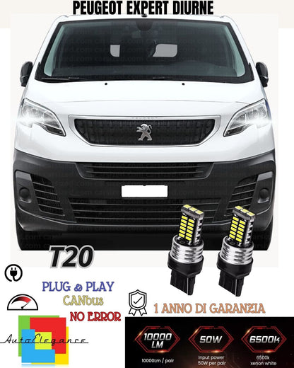 PAIR OF DAYTIME LIGHTS DRL 15 LED T20 CANBUS PEUGEOT EXPERT MK3 6000K 100% NO ERROR 