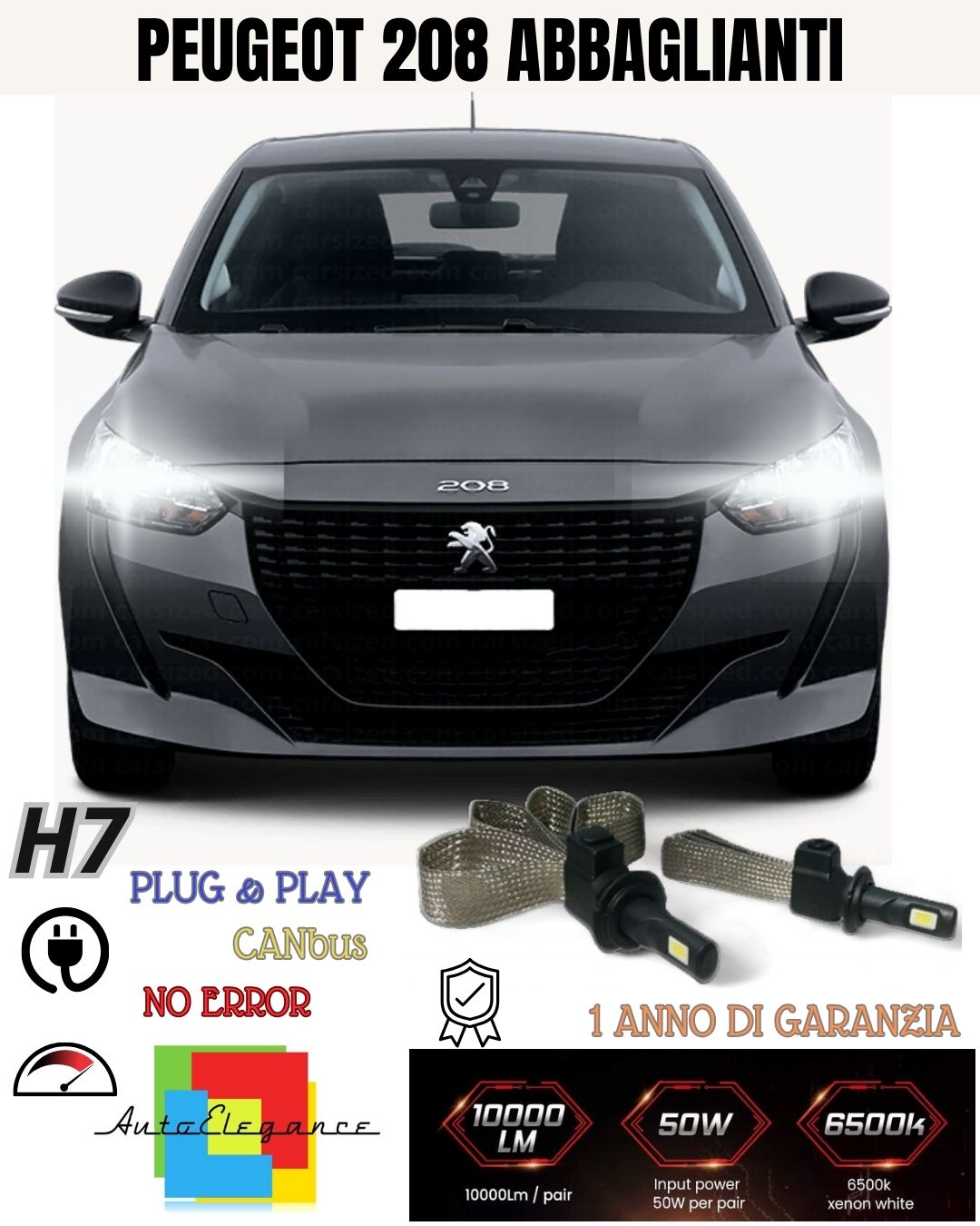 ❤️‍🔥❤️‍🔥❤️‍PEUGEOT 208 H7 LED KIT 6000K XENON NO FAILURE HIGH BEAM 6400 LUMEN 
