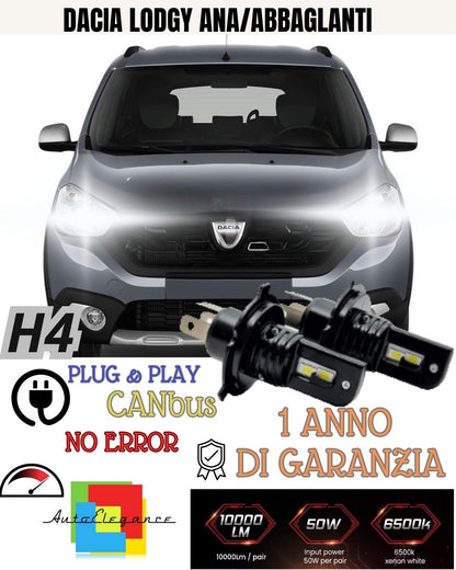 📸📸LAMPADE H4 LED DACIA LODGY 8000 LUMEN ANABBAGLIANTI ABBAGLIANTI CANBUS📸📸📸