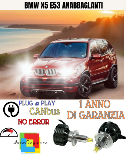 🔥KIT FULL LED ANABBAGLIANTI H7 6000K CANBUS LENTICOLARI 360 BMW X5 E53🔥