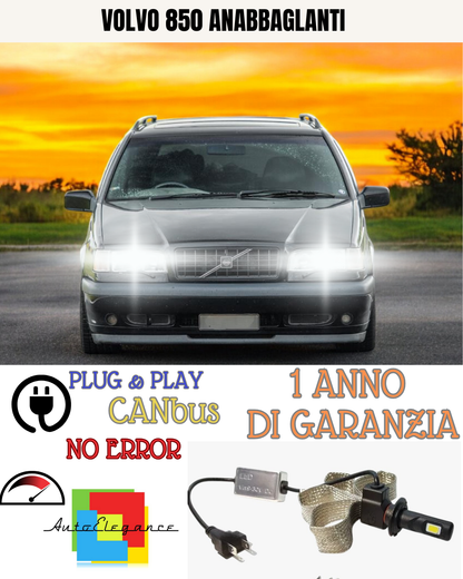 🔥KIT LED VOLVO 850 LED H1 6000K BIANCO 6400 LUMEN ANABBAGLIANTI🔥