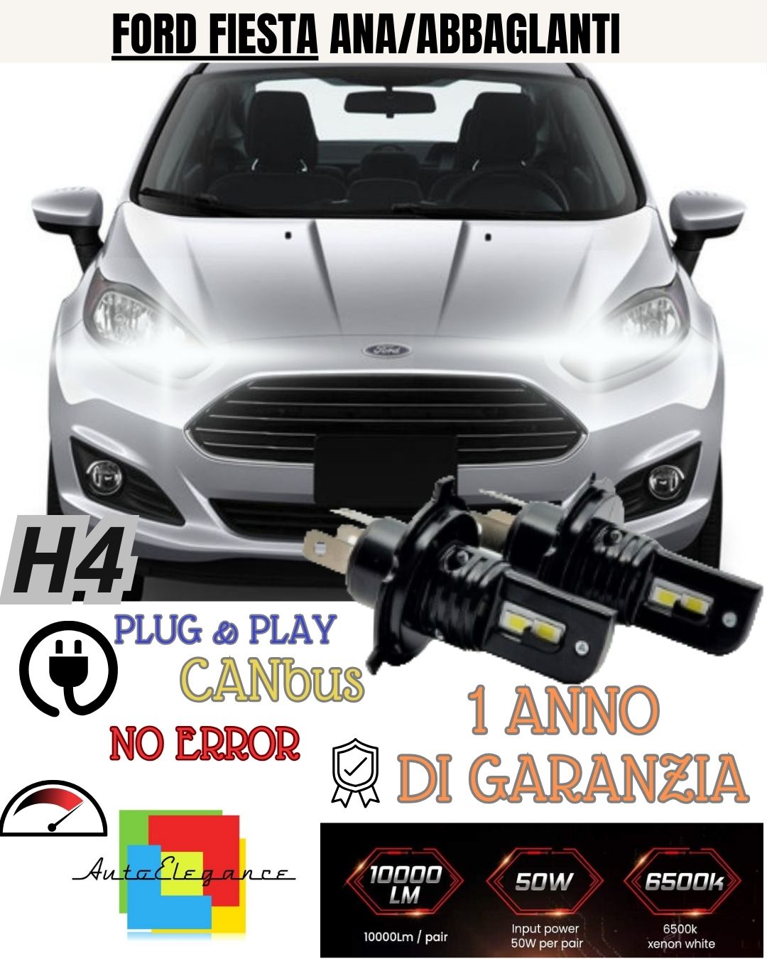 📸📸📸H4 LED LAMPS FORD FIESTA MK5 8000 LUMEN LOW BEAM HIGH BEAM CANBUS