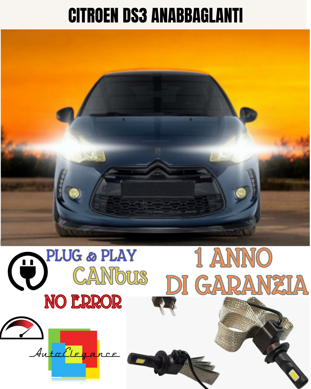 🔥KIT LED H7 CITROEN DS3 6000K  BIANCO ANABBAGLIANTE 🔥