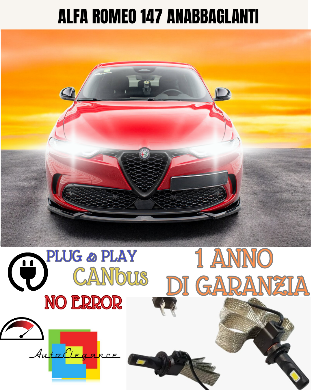 🔥KIT LED H7  ALFA ROMEO 147 6000K  BIANCO ANABBAGLIANTE 🔥