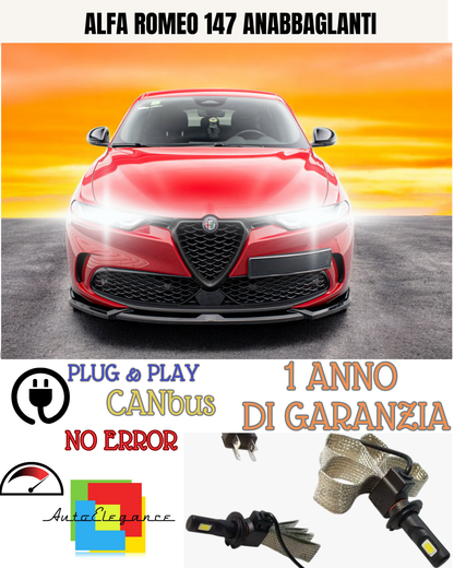🔥KIT LED H7  ALFA ROMEO 147 6000K  BIANCO ANABBAGLIANTE 🔥
