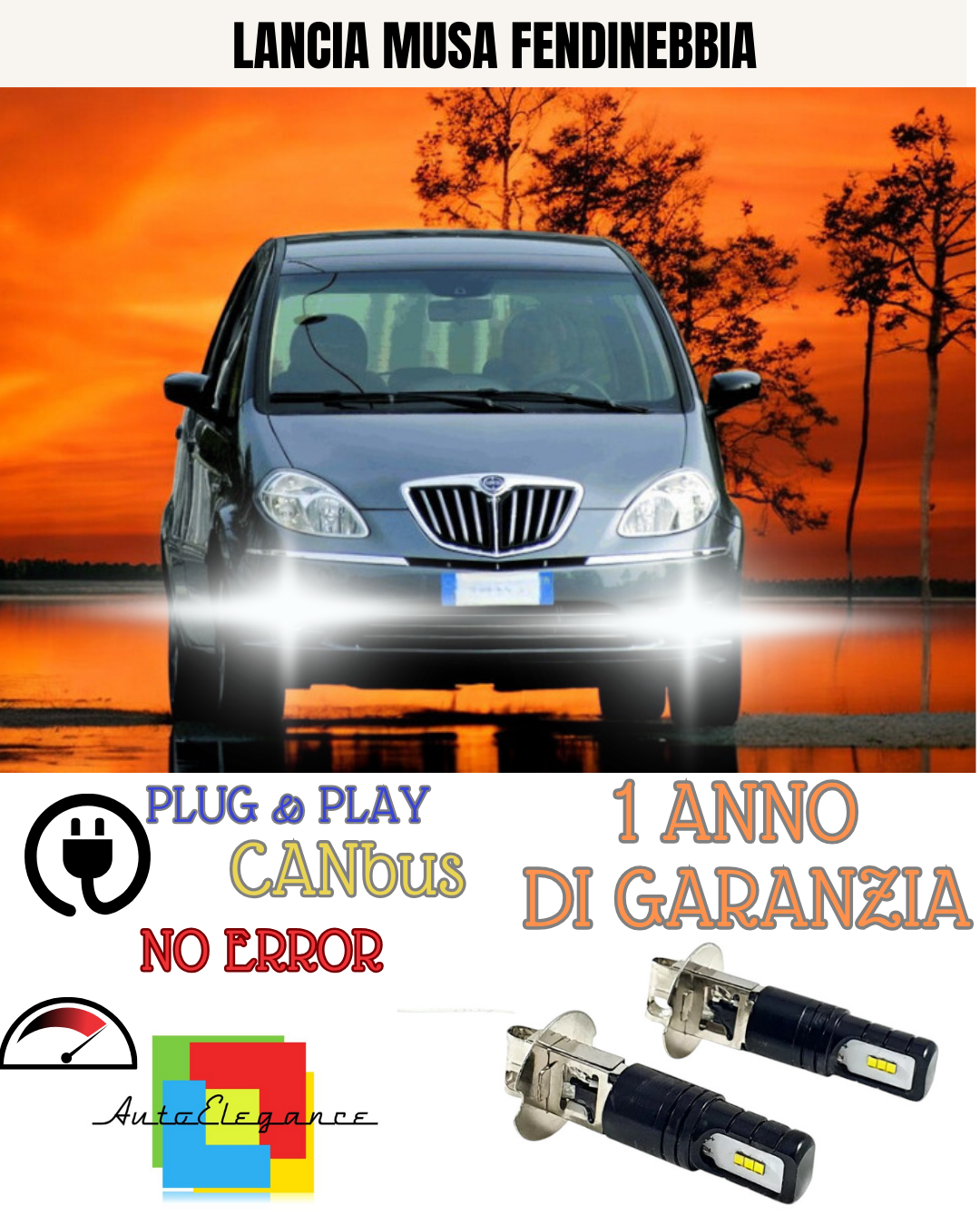 🔥KIT LED H3 LANCIA MUSA 6000K BIANCO FENDINEBBIA 🔥