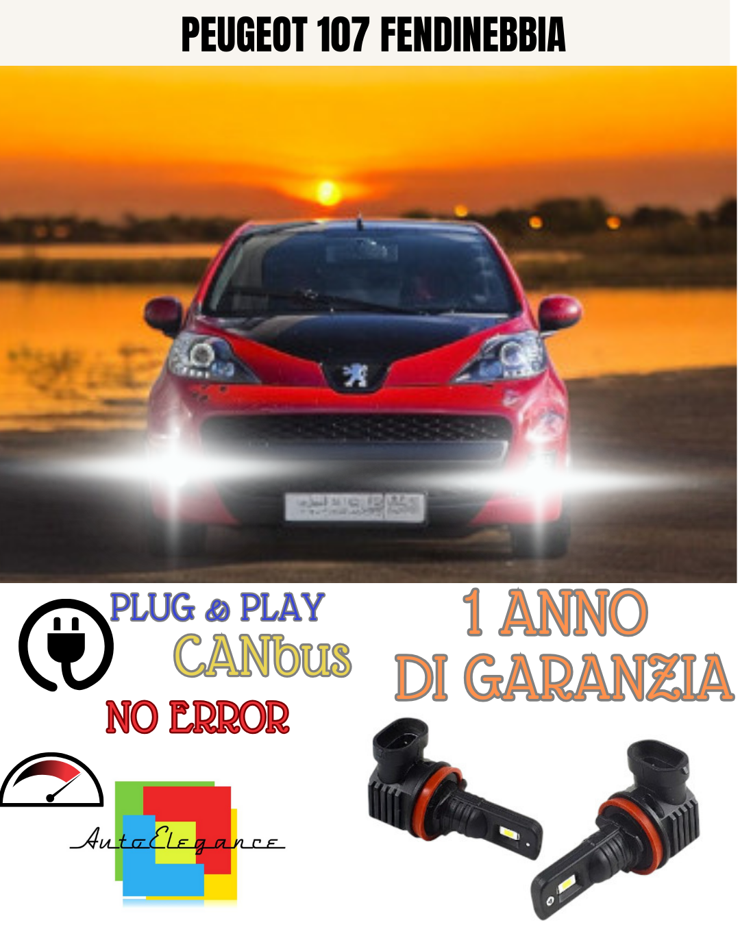🔥KIT LED H11 PEUGEOT 107 6000K BIANCO FENDINEBBIA 🔥